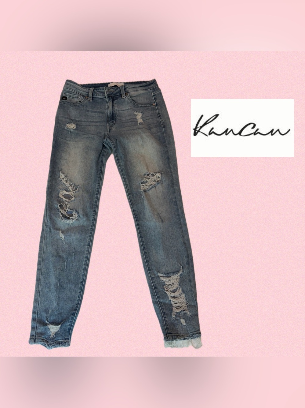KanCan Ripped High-Rise Skinny Jeans in Faded Blue